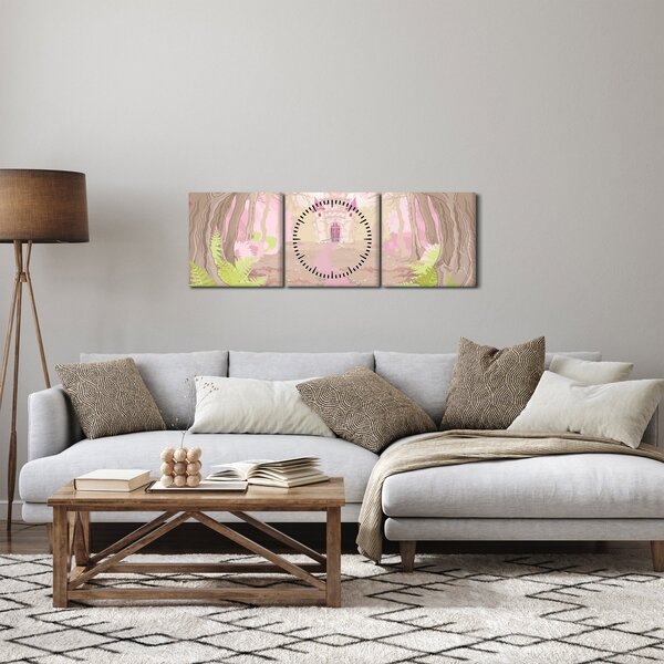 Tablou - Călătorie în regatul roz (cu ceas) (90x30 cm)