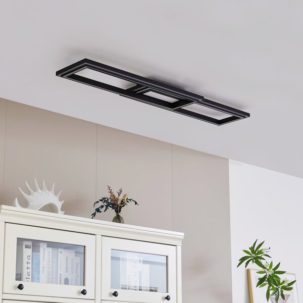 Lucande Smart LED Tjado 115 cm negru RGB CCT, reglabil, Negru, Camera de zi / sufragerie, Metal, Modern
