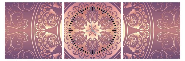 Tablou - Mandala pe gradient violet (cu ceas) (90x30 cm)