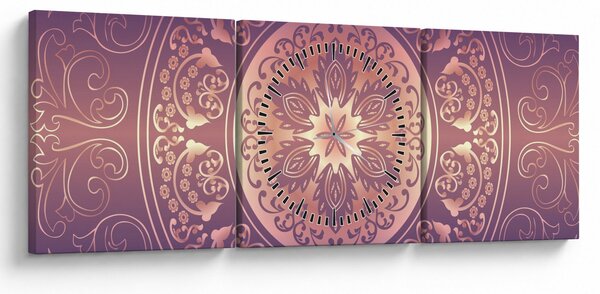 Tablou - Mandala pe gradient violet (cu ceas) (90x30 cm)