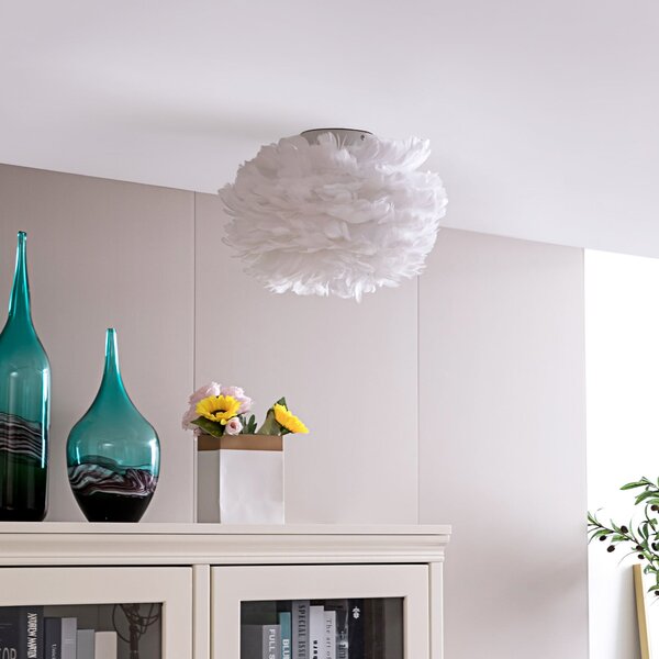 Lindby Plafonieră Heven, Ø 35 cm, alb, plastic, E27, reglabil, Alb, Camera de zi / sufragerie, Plastic, Design