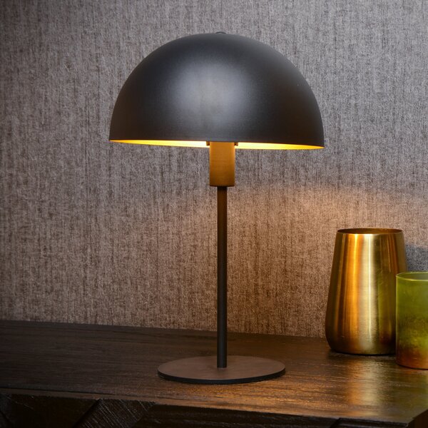 Lucide Lampă de masă Siemon din oțel, negru, Negru, Camera de zi / sufragerie, Metal