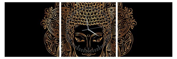Tablou - Buddha auriu (cu ceas) (90x30 cm)