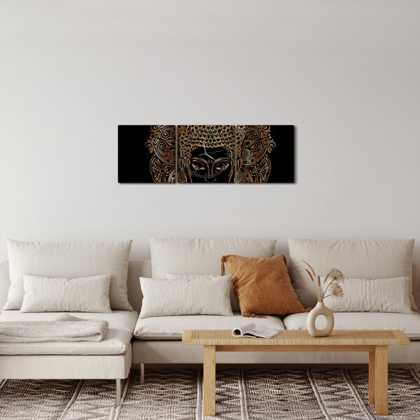 Tablou - Buddha auriu (cu ceas) (90x30 cm)