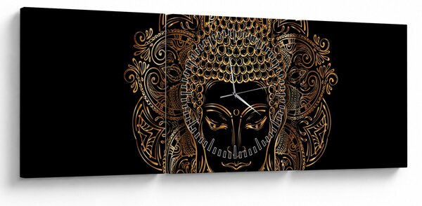 Tablou - Buddha auriu (cu ceas) (90x30 cm)