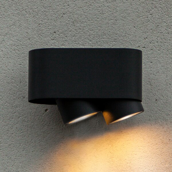 LUTEC Aplică de exterior Cypres, IP44, 2 becuri, reglabil, Negru, Metal, Modern