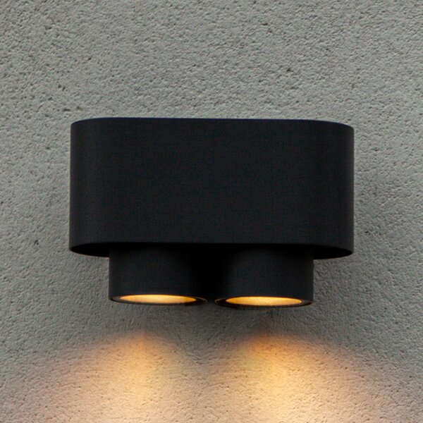 LUTEC Aplică de exterior Cypres, IP44, 2 becuri, reglabil, Negru, Metal, Modern
