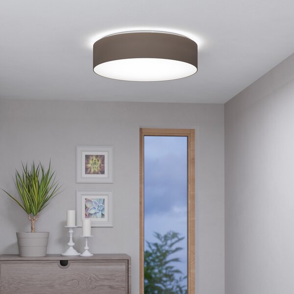 EGLO connect Romao-Z plafonieră LED, Ø57cm, taupe, reglabil, Maro / Rugină, Camera de zi / sufragerie, Țesătură / Textil