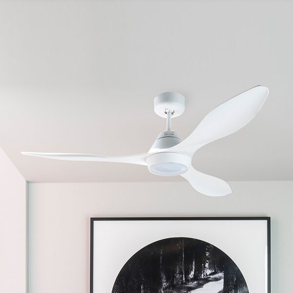 FARO BARCELONA Ventilator de tavan LED Polaris L, 3 palete, alb, Alb, Camera de zi / sufragerie, Plastic, Modern