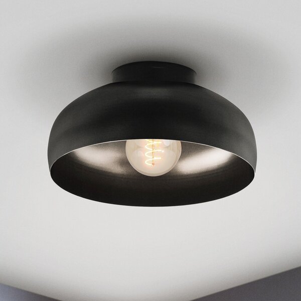EGLO Mogano 2 plafonieră, Ø28cm, negru, reglabil, Negru, Camera de zi / sufragerie, Metal
