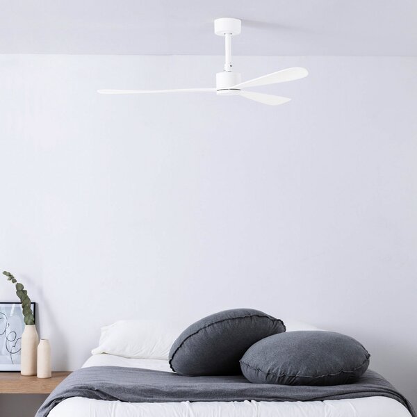 FARO BARCELONA Ventilator tavan Amelia, motor DC, 3 palete, alb, Alb, Camera de zi / sufragerie, Plastic, Modern
