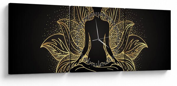 Tablou - Silueta într-o floare de lotus (cu ceas) (90x30 cm)