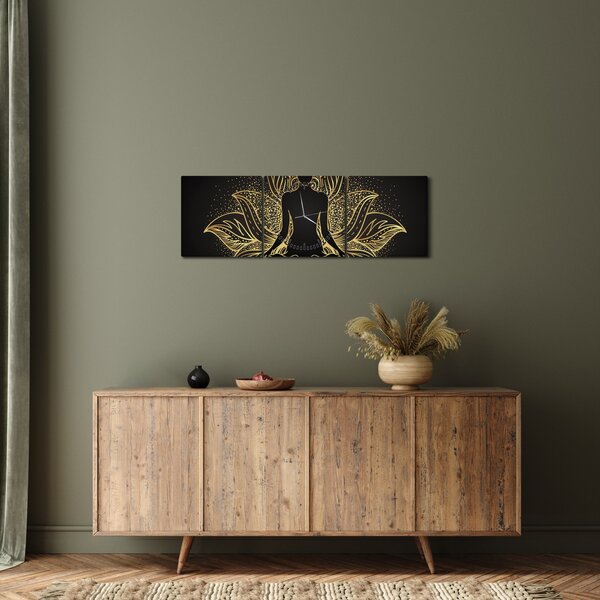 Tablou - Silueta într-o floare de lotus (cu ceas) (90x30 cm)