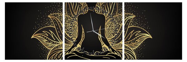 Tablou - Silueta într-o floare de lotus (cu ceas) (90x30 cm)