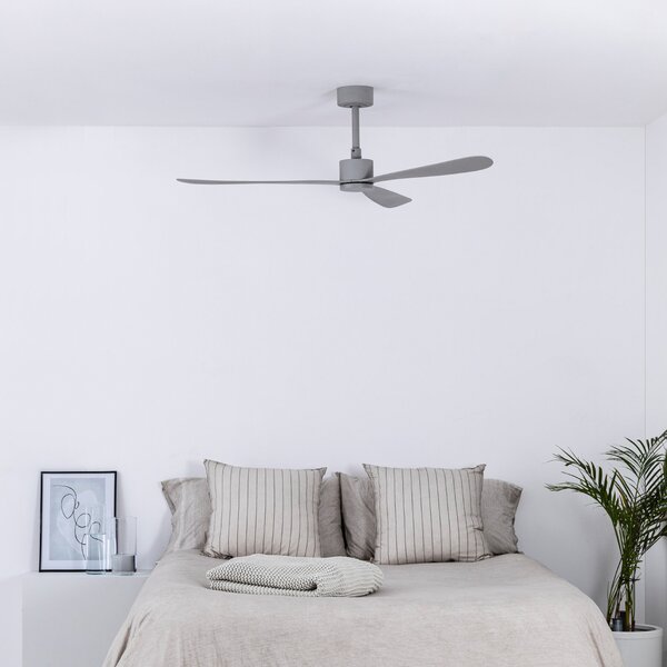 FARO BARCELONA Ventilator tavan Amelia, motor DC, 3 palete, gri, Gri, Camera de zi / sufragerie, Plastic, Modern