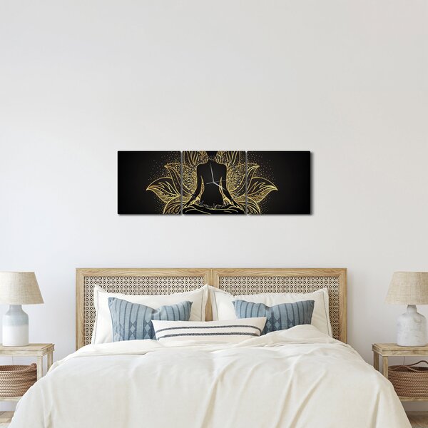 Tablou - Silueta într-o floare de lotus (cu ceas) (90x30 cm)