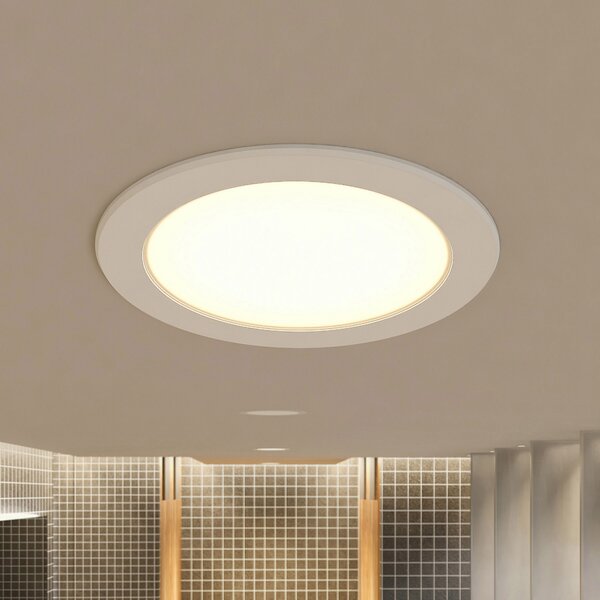 PRIOS Prios LED lampă încastrată Rida, 3 unități, alb, 23 cm, 25W, CCT, IP44, reglabil, Alb, Baie, Aluminiu, Modern, Corpuri de iluminat încastrate rotunde