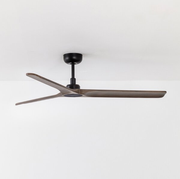 FARO BARCELONA Ventilator de tavan Heywood M DC negru/lemn închis, Negru, Camera de zi / sufragerie, Lemn, Modern