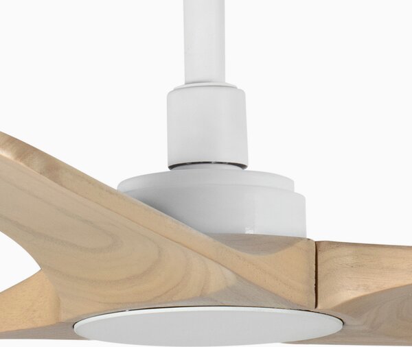 FARO BARCELONA Ventilator de tavan Heywood S DC, alb/lemn deschis, Alb, Camera de zi / sufragerie, Lemn