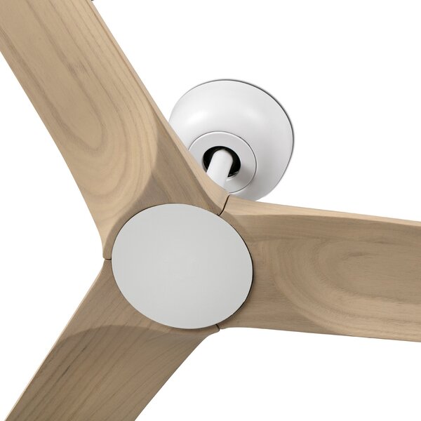 FARO BARCELONA Ventilator de tavan Heywood S DC, alb/lemn deschis, Alb, Camera de zi / sufragerie, Lemn
