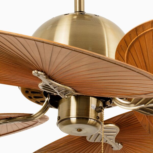 FARO BARCELONA Ventilator de tavan Cuba L, Ø 132 cm, cu patru pale, auriu vechi, Auriu / Alamă, Camera de zi / sufragerie, Plastic