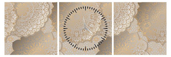 Tablou - Mandale în tonuri aurii (cu ceas) (90x30 cm)