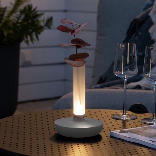 Konstsmide Lampă masă LED Biarritz IP54 acumulator, CCT, alb, reglabil, Alb, Metal, Modern