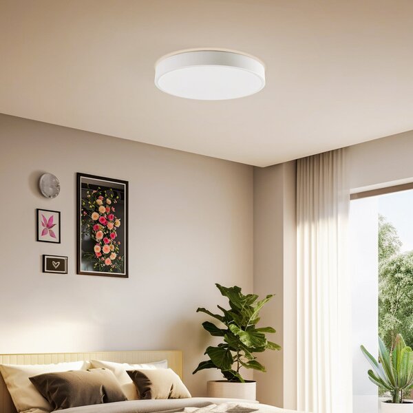 Lindby Smart plafonieră LED Innes alb Ø 38 cm RGB CCT Tuya, reglabil, Alb, Camera de zi / sufragerie, Metal, Modern