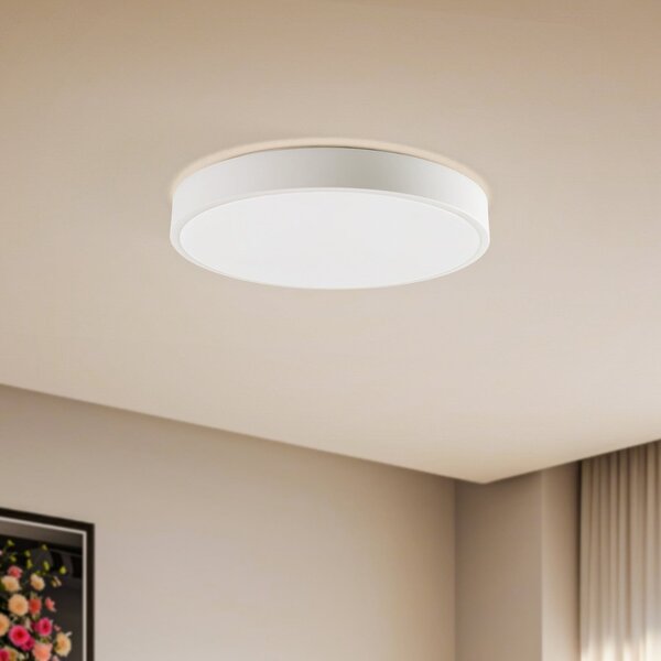 Lindby Smart plafonieră LED Innes alb Ø 38 cm RGB CCT Tuya, reglabil, Alb, Camera de zi / sufragerie, Metal, Modern