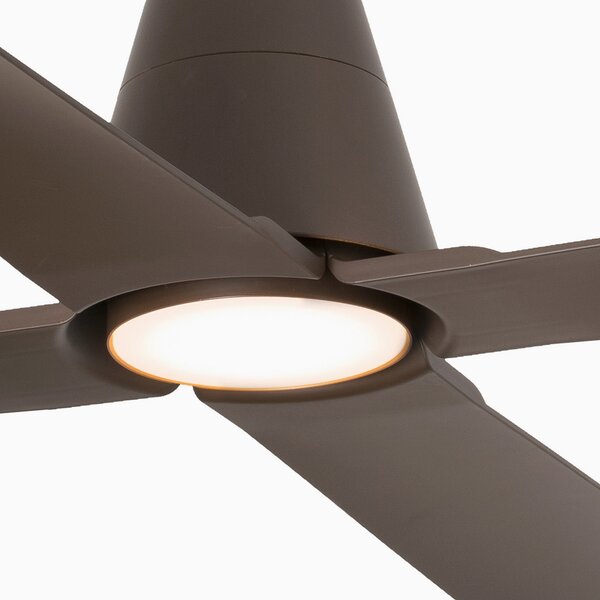 FARO BARCELONA Ventilator de tavan Typhoon L lampă LED IP44 maro, Maro / Rugină, Plastic, Modern
