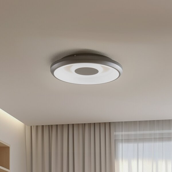 Lindby Smart Lynden LED plafonieră Ø 38 cm negru, reglabil, Negru, Camera de zi / sufragerie, Plastic, Modern