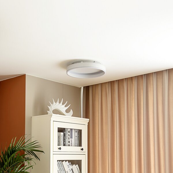 Lindby Plafonieră cu LED Yasmen, alb, metal, 3-step-dim, reglabil, Alb, Camera de zi / sufragerie, Plastic, Modern