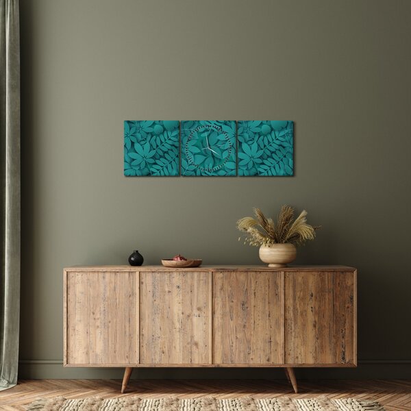 Tablou - Frunze (cu ceas) (90x30 cm)