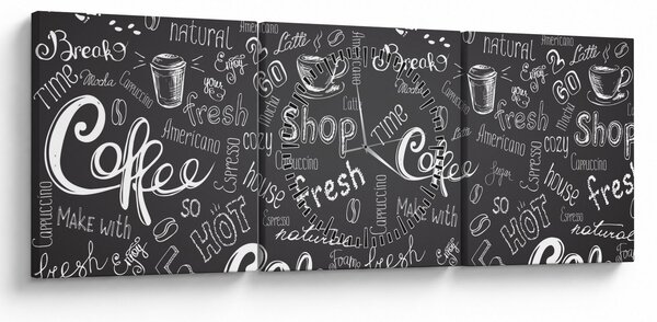 Tablou - Coffee (cu ceas) (90x30 cm)