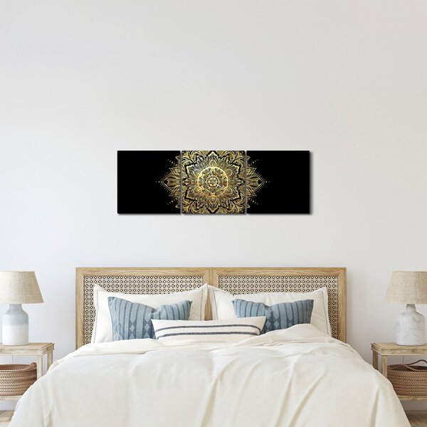 Tablou - Mandala bogăției (cu ceas) (90x30 cm)