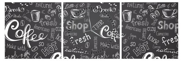 Tablou - Coffee (cu ceas) (90x30 cm)