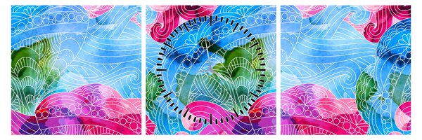 Tablou - Valuri colorate (cu ceas) (90x30 cm)