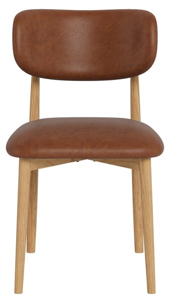 MAZZONI EXPORT ALMO Piele ecologică Retro Brandy / cadru stejar lăcuit - SCAUN DIN LEMN PENTRU LIVING SUFRAGERIE BUCĂTĂRIE RETRO