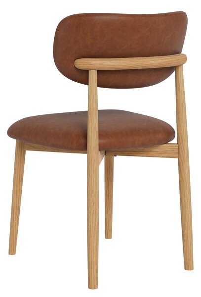MAZZONI EXPORT ALMO Piele ecologică Retro Brandy / cadru stejar lăcuit - SCAUN DIN LEMN PENTRU LIVING SUFRAGERIE BUCĂTĂRIE RETRO