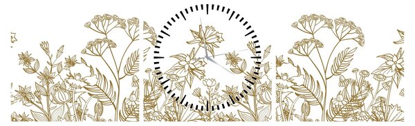 Tablou - Flori de câmp (cu ceas) (90x30 cm)