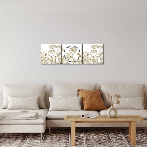 Tablou - Flori de câmp (cu ceas) (90x30 cm)