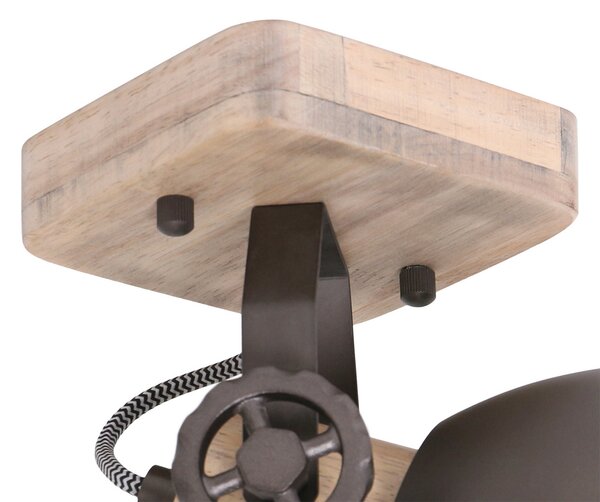 Steinhauer Spot tavan Gearwood, 1 bec, antracit, reglabil, Lemn, Camera de zi / sufragerie, Lemn, Vintage