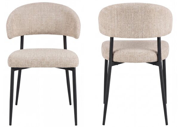 MAZZONI EXPORT IRIS Bej (material Juto 4) / picioare negre - SCAUN MODERN TAPIȚAT PENTRU SALON/SUFRAGERIE LOFT