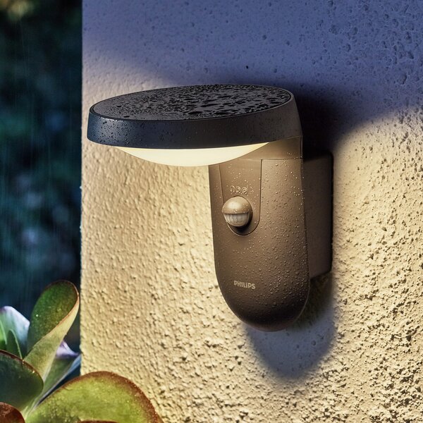 Philips Tyla aplică LED exterior, senzor mișcare, Negru, Metal, Modern