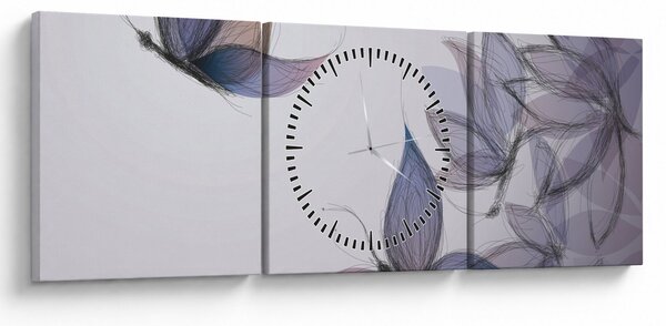 Tablou - Fluturi desenați (cu ceas) (90x30 cm)