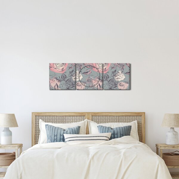 Tablou - Trandafir (cu ceas) (90x30 cm)