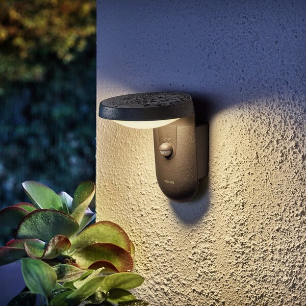 Philips Tyla aplică LED exterior, senzor mișcare, Negru, Metal, Modern