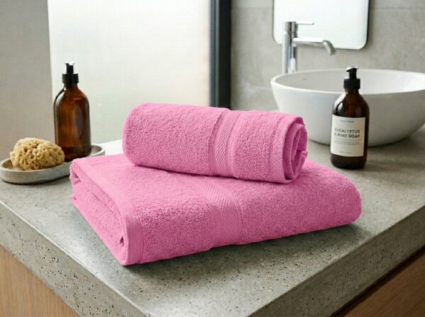 1x prosop de baie CLARYSSE ELEGANCE 70x140 cm + 1x prosop CLARYSSE 60x110 cm 100% bumbac, roz