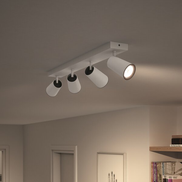 Philips myLiving Paisley Spot GU10 cu 4 becuri albe, reglabil, Alb, Camera de zi / sufragerie, Metal