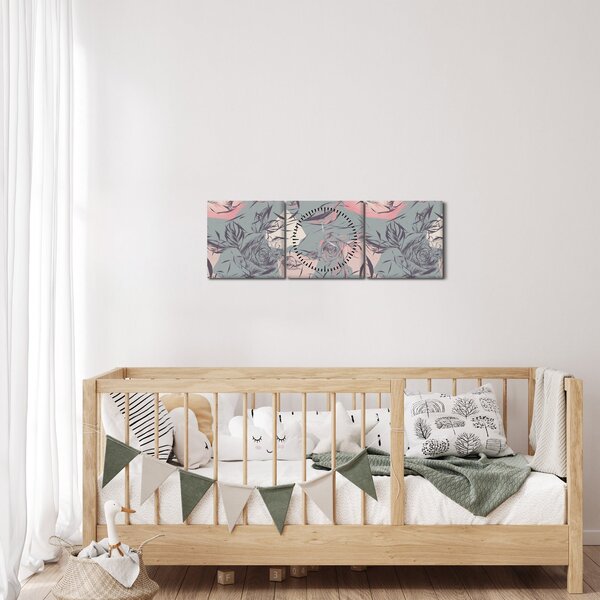 Tablou - Trandafir (cu ceas) (90x30 cm)